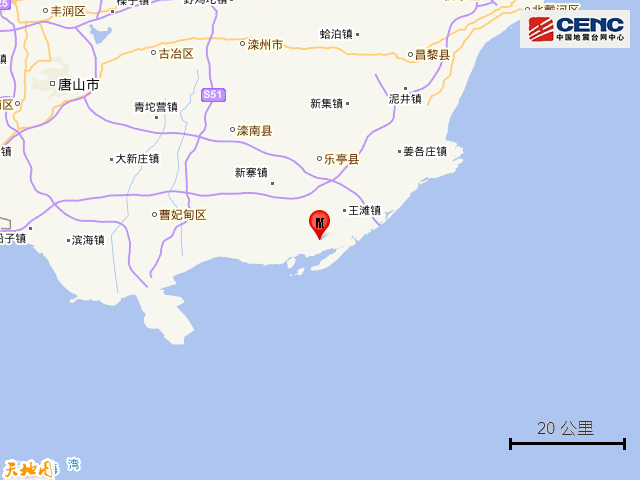 河北唐山市乐亭县发生22级地震