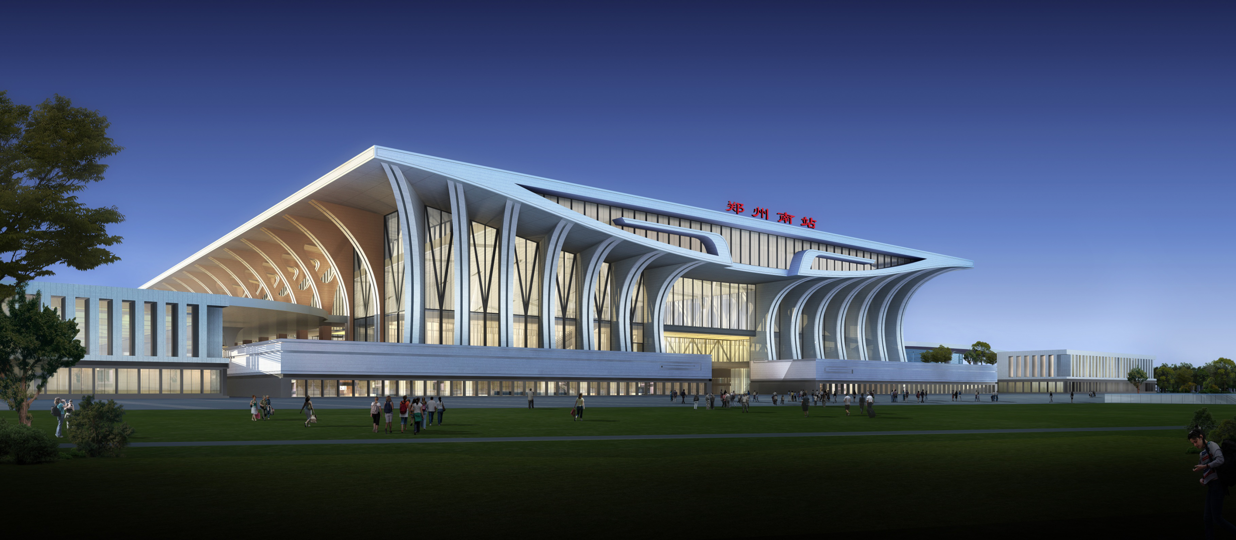 郑州南站室内鹤羽吊顶全新亮相