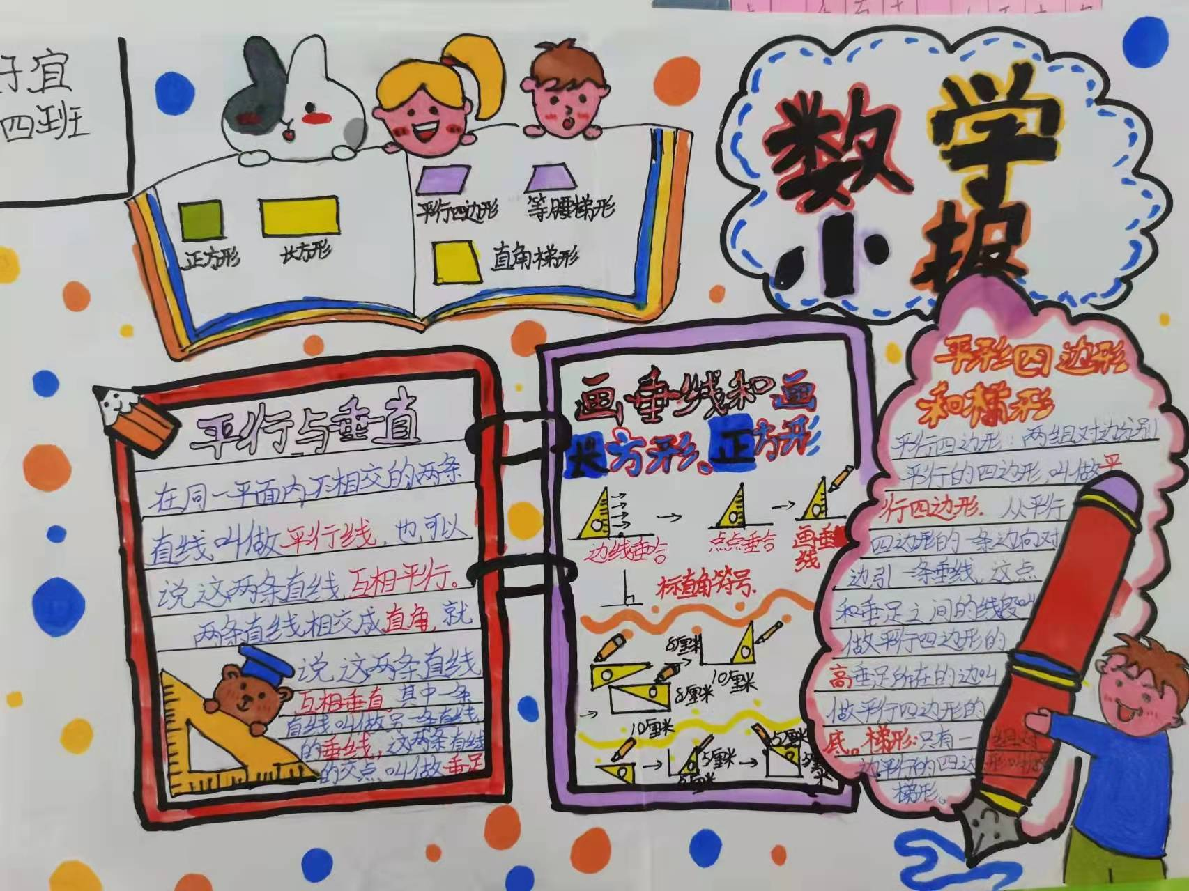 快乐学数学智慧伴成长平行四边形和梯形数学知识小报展评