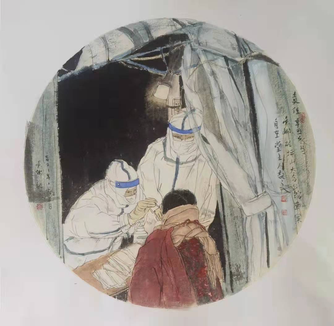 河南禹州画家吴娜绘制画作助力战疫