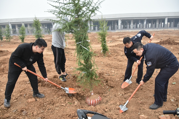 洛阳市公安局轨道交通分局第二治安派出所：“藏蓝”添“新绿” 植树正当时